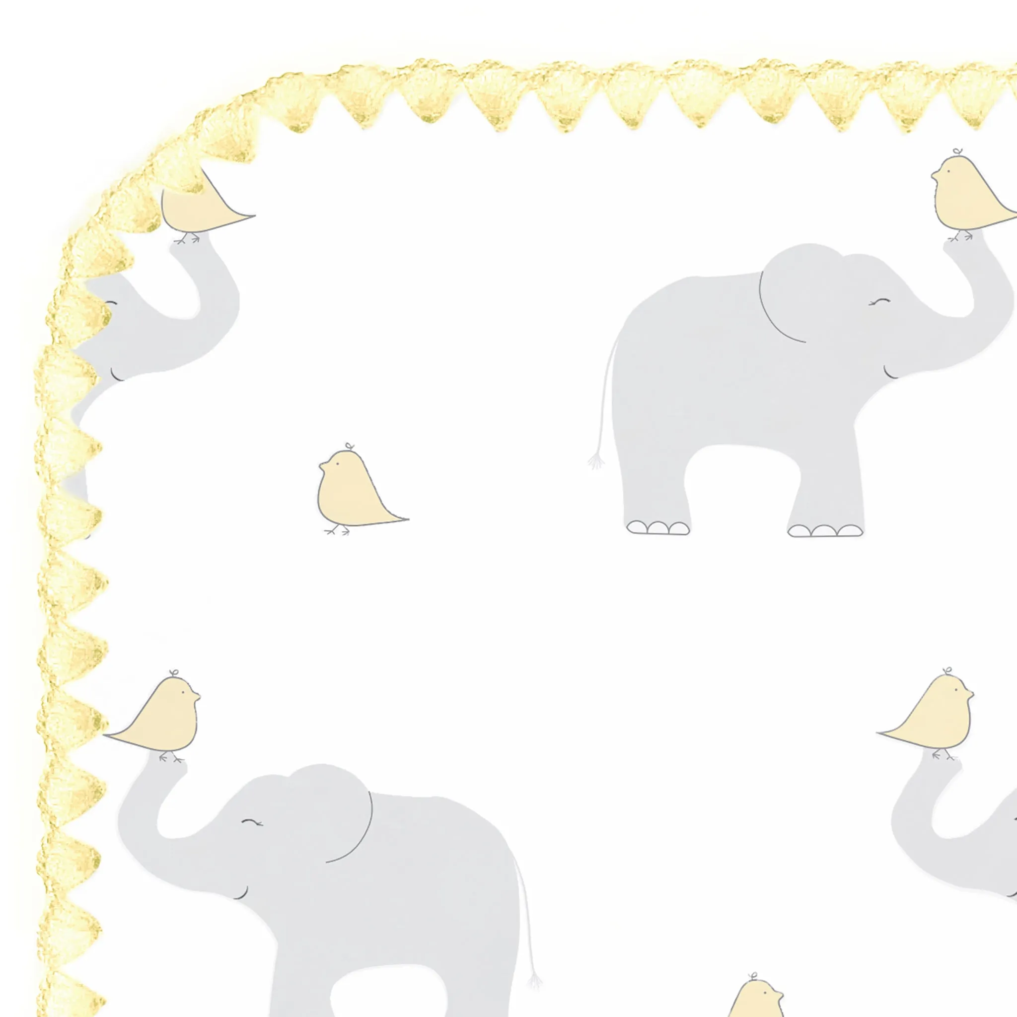Ultimate Swaddle Blanket - Elephant & Chickies, Sterling   Pale Banana