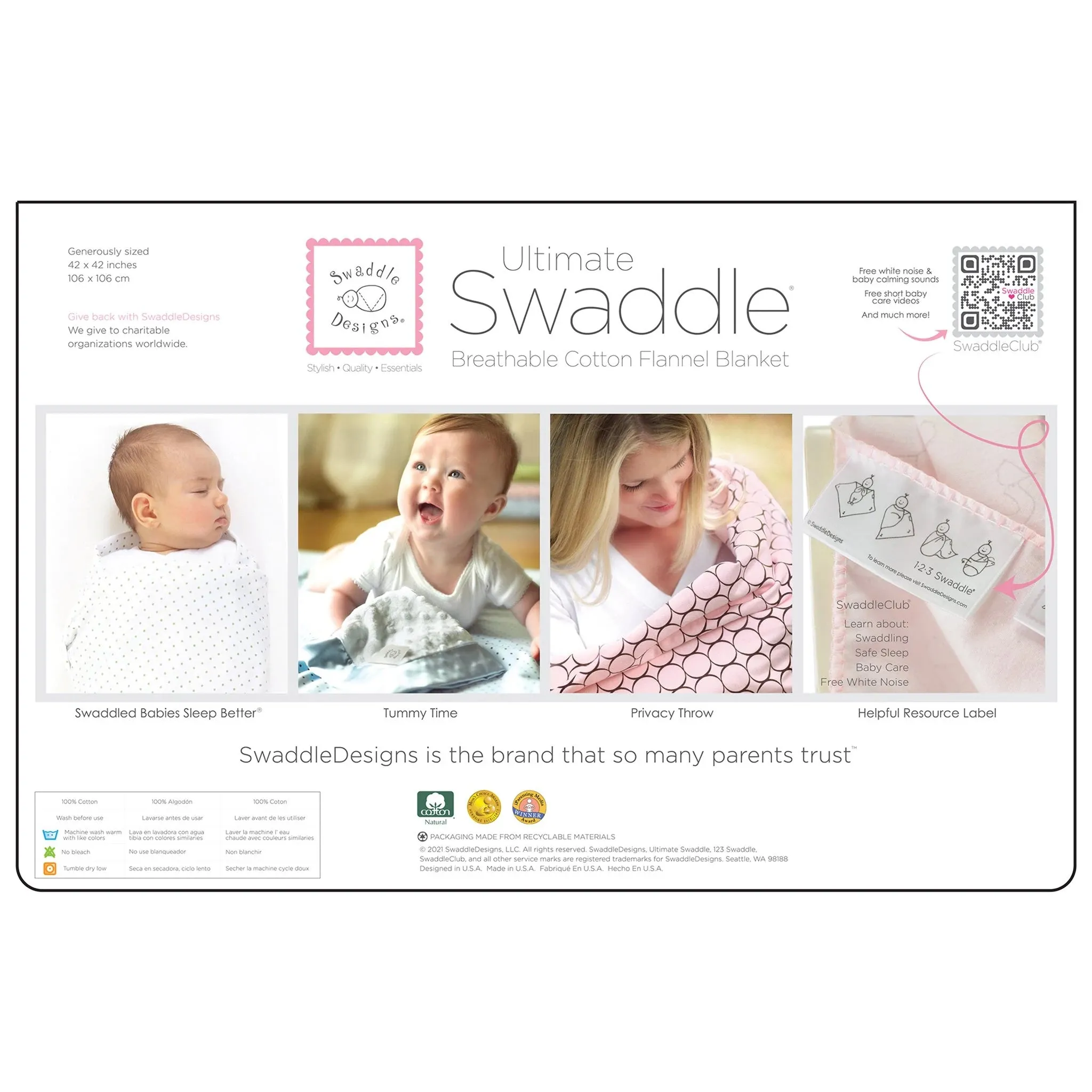 Ultimate Swaddle Blanket - Mama & Baby Chickies, Pink & Very Berry