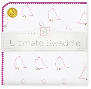 Ultimate Swaddle Blanket - Mama & Baby Chickies, Pink & Very Berry