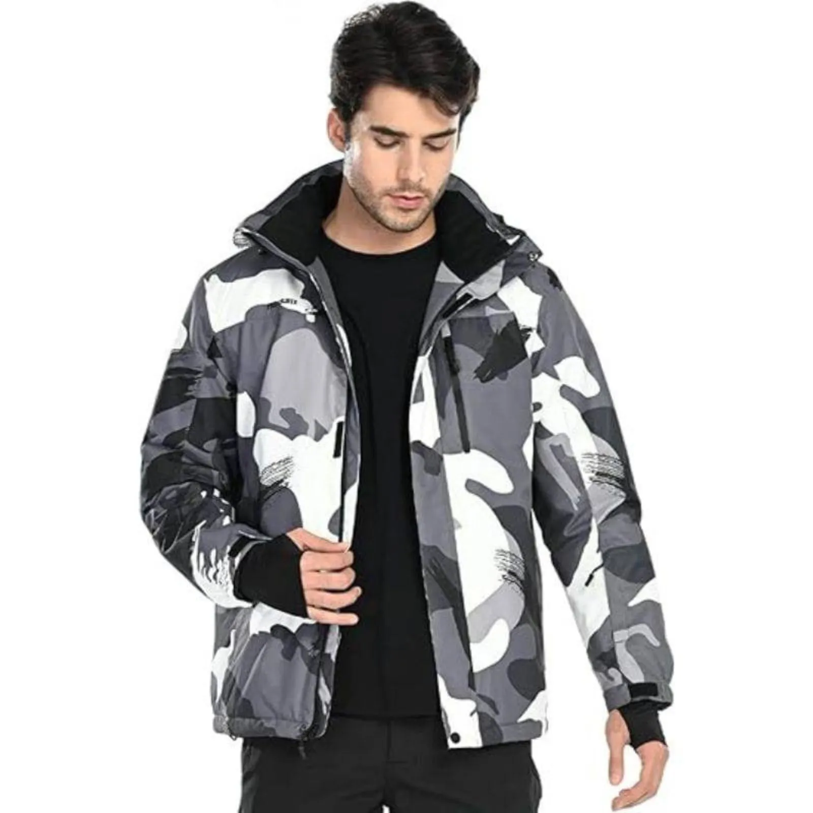 WHALE Men's Waterproof Fleece Lined Ski Jacket