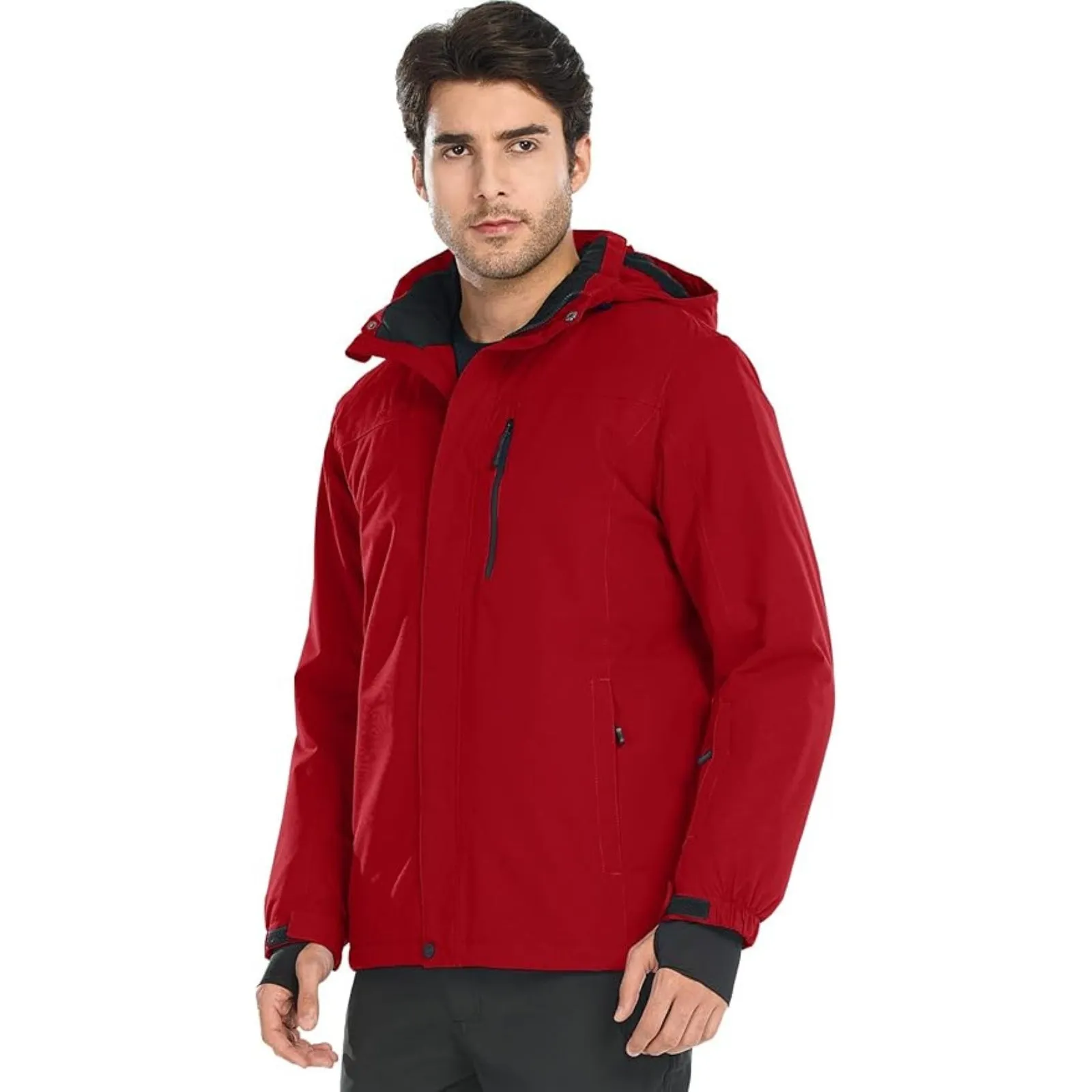 WHALE Men's Waterproof Fleece Lined Ski Jacket