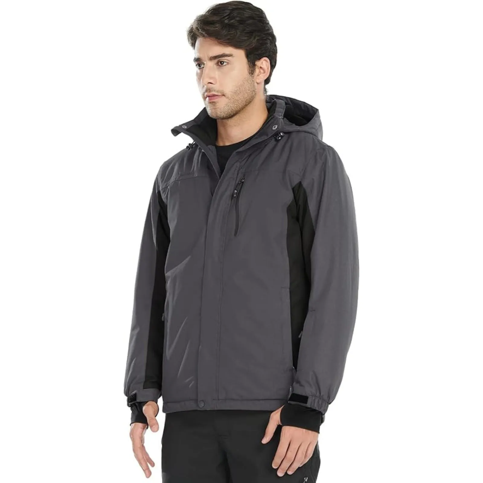 WHALE Men's Waterproof Fleece Lined Ski Jacket