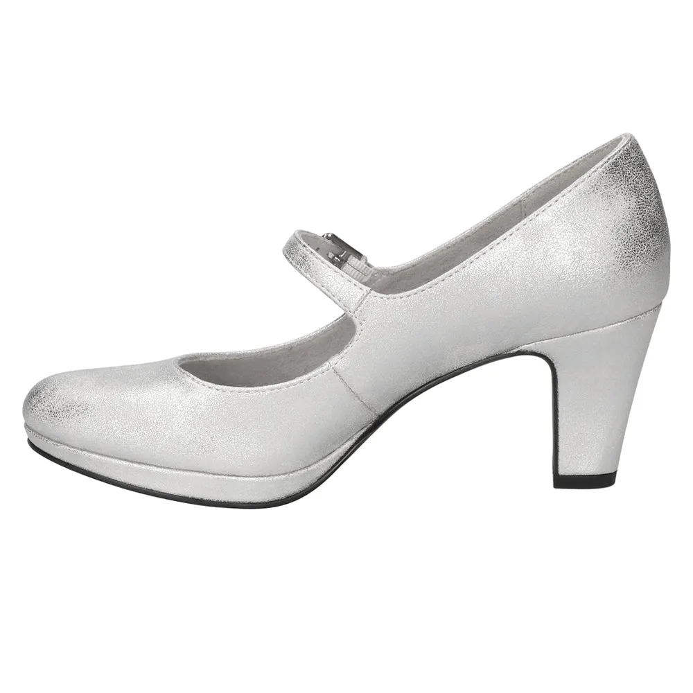 Zest Metallic Platform Mary Jane Round Toe Pumps