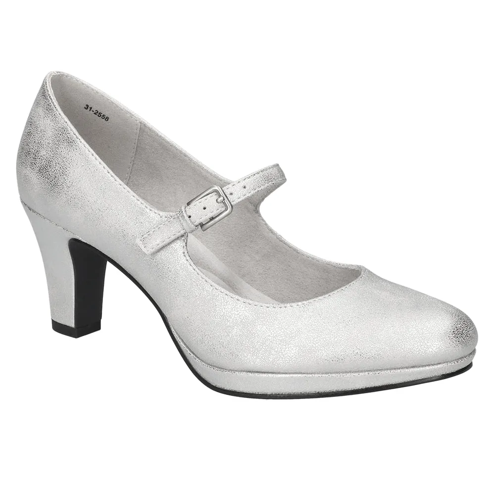 Zest Metallic Platform Mary Jane Round Toe Pumps